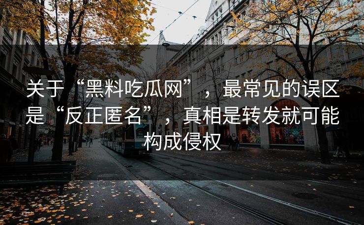 关于“黑料吃瓜网”，最常见的误区是“反正匿名”，真相是转发就可能构成侵权